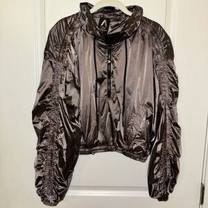Athleta Cropped Windbreaker Jacket – Shiny Dark Taupe (XL)